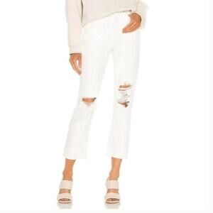 AGOLDE White Riley High Rise Distressed Straight Leg Jeans Sz 26